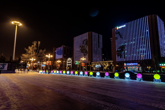 长春雕塑园冰雪新乐园夜晚景观