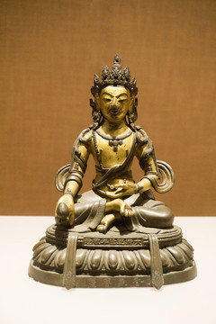 清代铜泥金香象菩萨像
