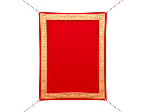 红色留白布条 中国花纹边框
