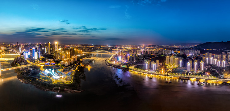 重庆江北区南岸区夜景全景