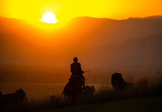 中国新疆那拉提草原上的牧民