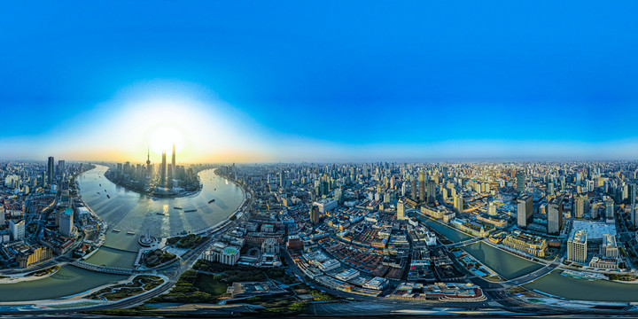 苏州河两岸航拍全景