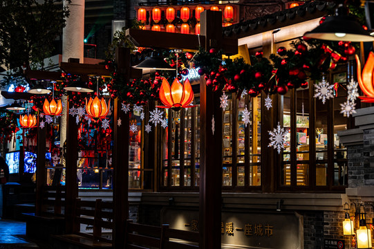 中国长春农历新年里的红灯笼