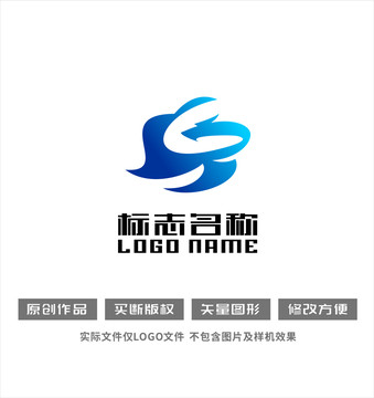 GB字母标志龙祥云logo