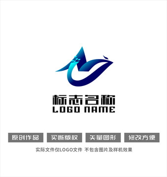 Ng字母M标志飞鸟科技logo