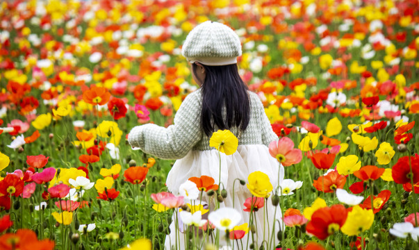 花丛中的女孩