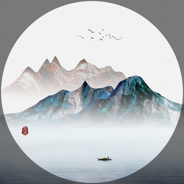 抽象意境水墨山水画