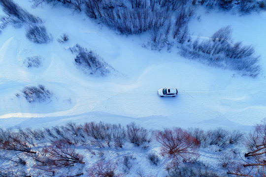 大兴安岭雪原树林雾凇