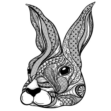 动物线描画系列之兔头