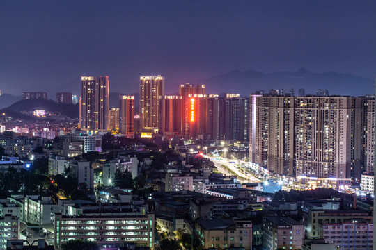深圳龙岗平湖城市建筑夜景