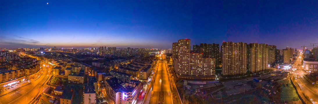 济南经一纬十二路夜景宽幅大图