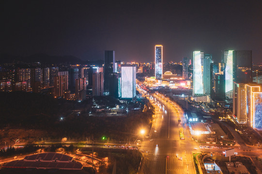 航拍济南东部新城夜景42