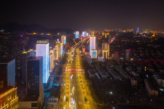 航拍济南东部新城夜景43