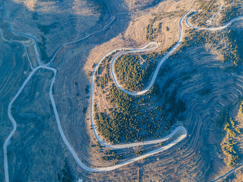 航拍济南彩西路盘山公路07