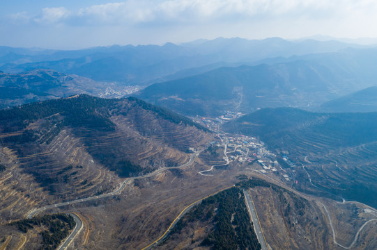 航拍济南彩西路盘山公路19