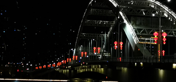 春节黄河桥上的红灯笼