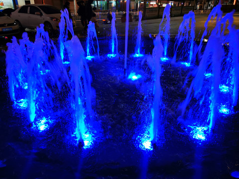 喷泉夜景灯光效果