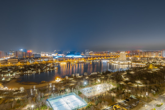 淄博齐盛湖夜景