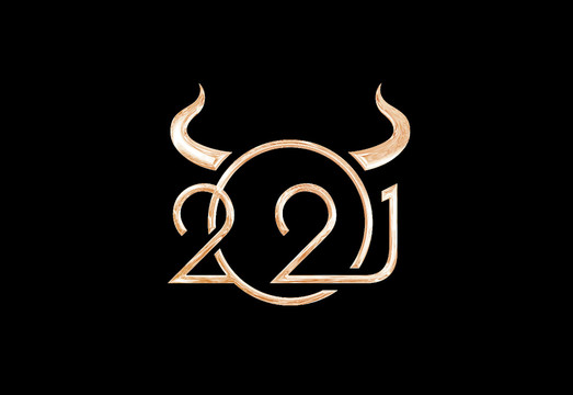 2021牛年标志logo黑金