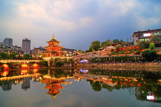 甲秀楼风景区夜景