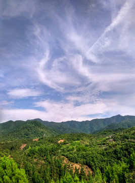 天空山峰秋林