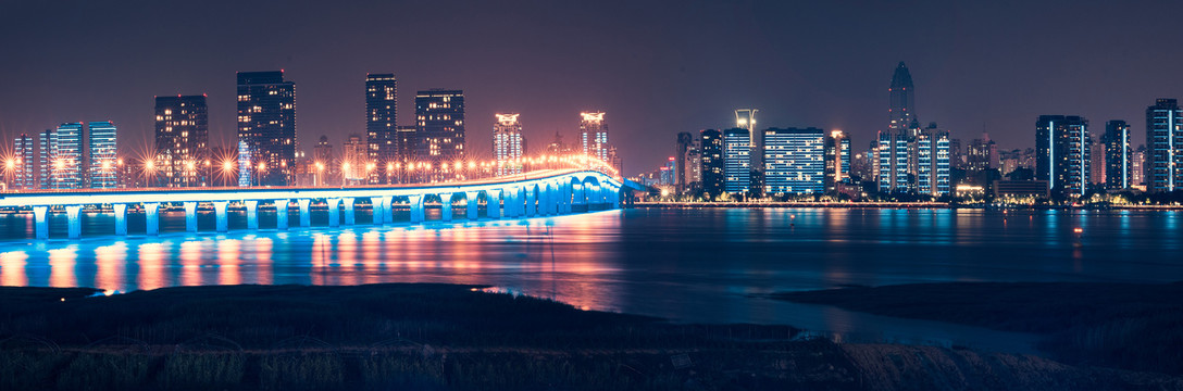温州城市瓯江夜景
