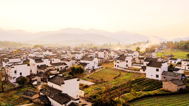 航拍皖南山村风光