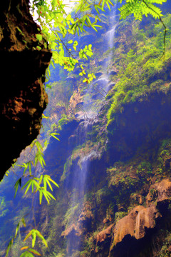 马岭河峡谷悬崖瀑布