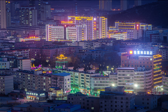 甘肃定西城市夜景