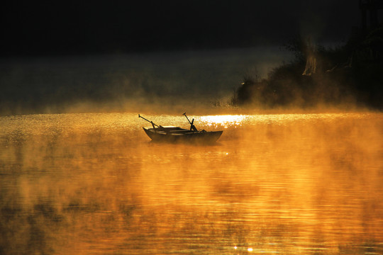 如琴湖夕阳晚霞