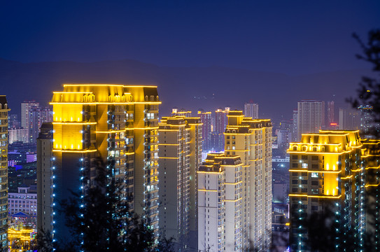 甘肃定西城市夜景