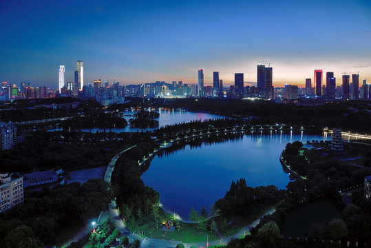 长沙年嘉湖城市建筑风光夜景