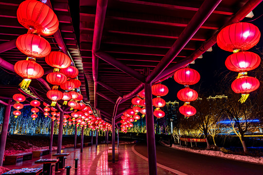 节日里的中国长春城区夜景