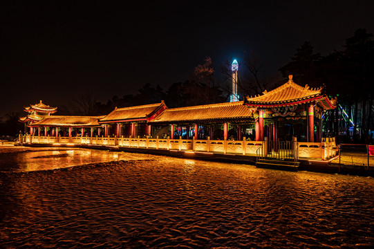 长春南湖公园夜晚景观