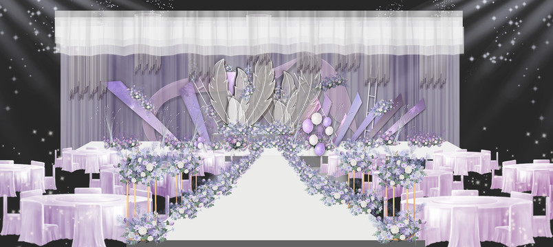 紫色婚礼舞台效果图
