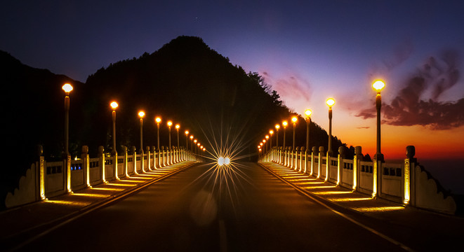 芦林湖桥夜景