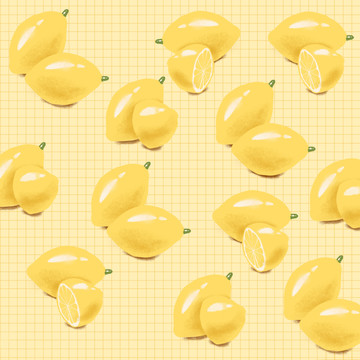 手绘水果柠檬方巾