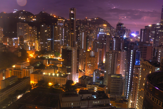 香港闪电城市风光