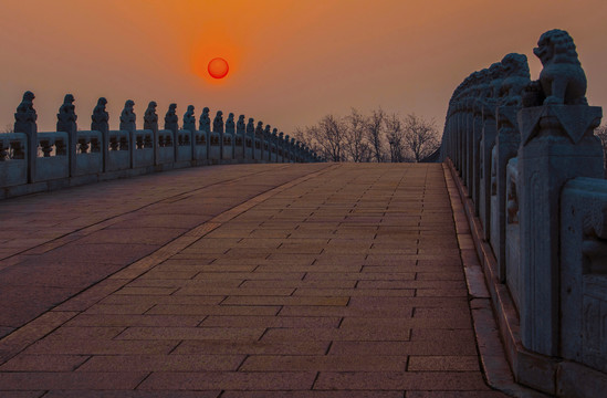 北京十七孔桥日出