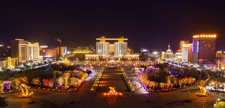 酒泉世纪广场春节夜景