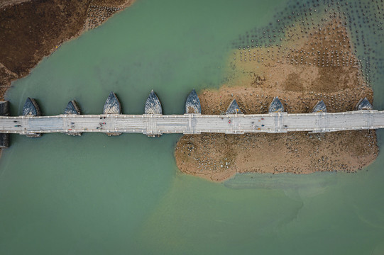 泉州洛阳桥黄昏风航拍