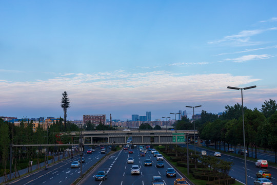 成都南三环路夕阳风光