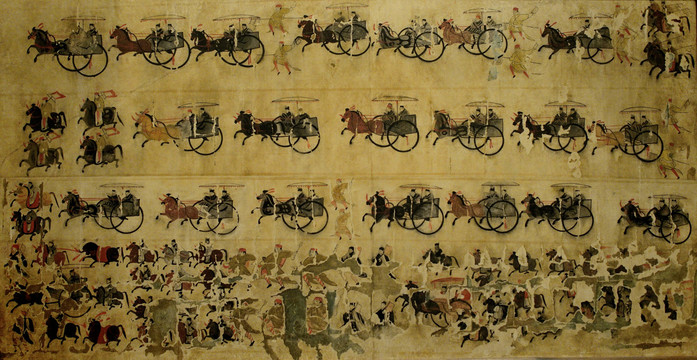 古代车马出行图壁画