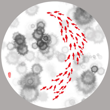 新中式抽象水墨鱼