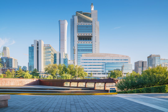 北京建外CBD建筑和庆丰公园