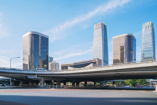 北京建国门大街立交桥和城市交通