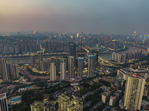 重庆夜景大坪江北航拍图