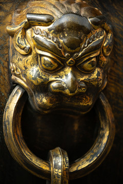 北京故宫铜缸狮子头