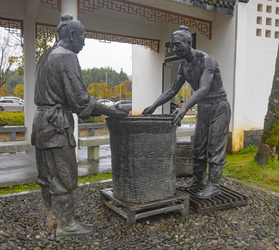 民间制茶工艺雕像