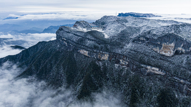 重庆金佛山旅游区航拍雪景